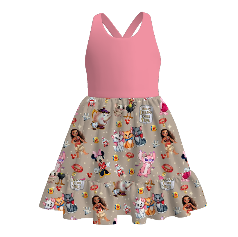 (Pre Order+Prepack Zone)Girls Spring&Summer Cartoon Print Dress