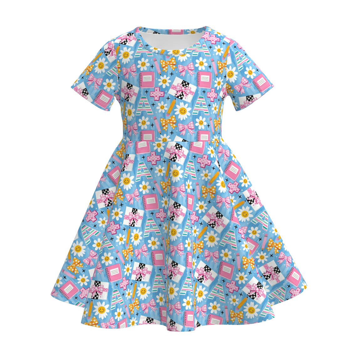 (Pre Order+Prepack Zone)Girls Summer Back To School Print Dress