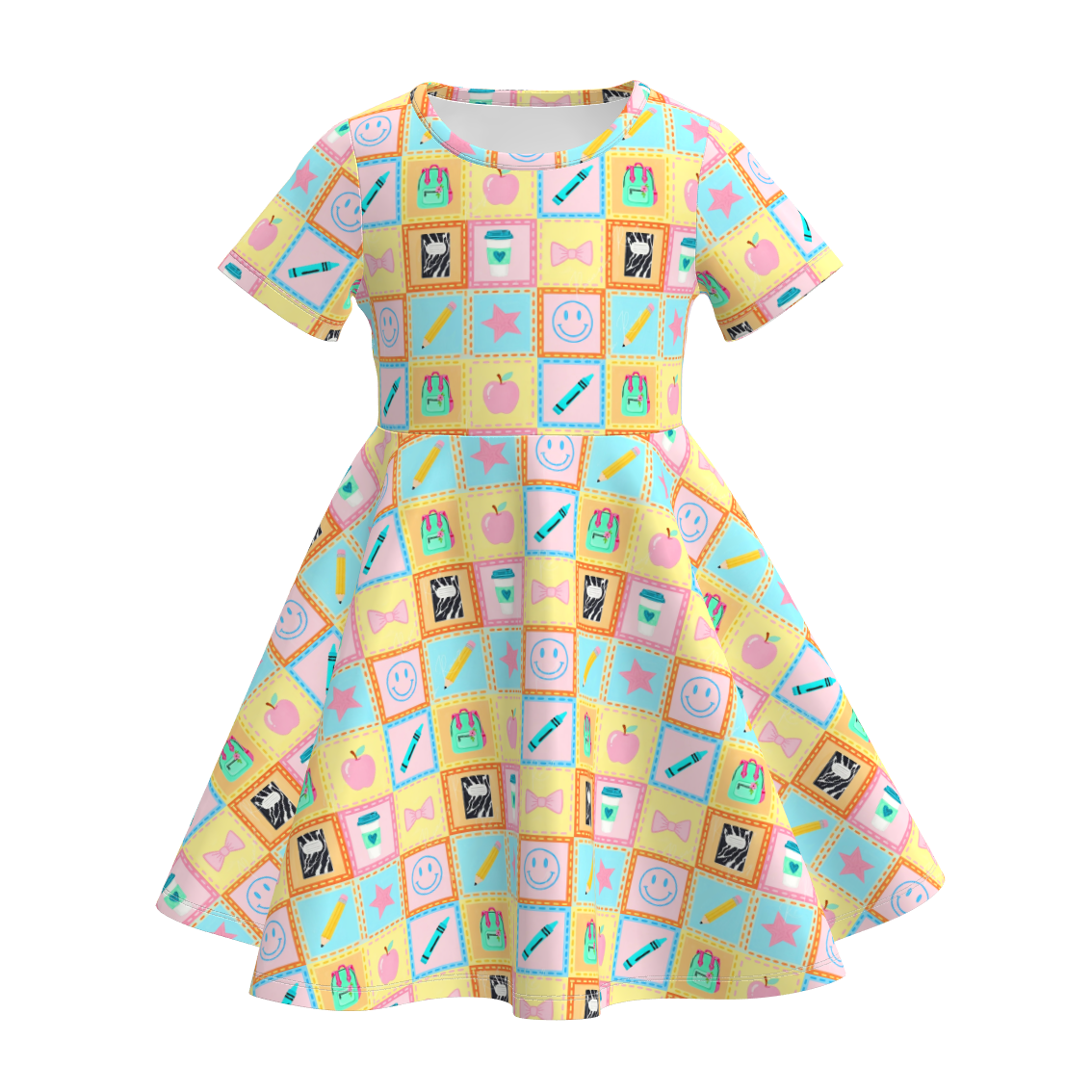 (Pre Order+Prepack Zone)Girls Summer Back To School Print Dress