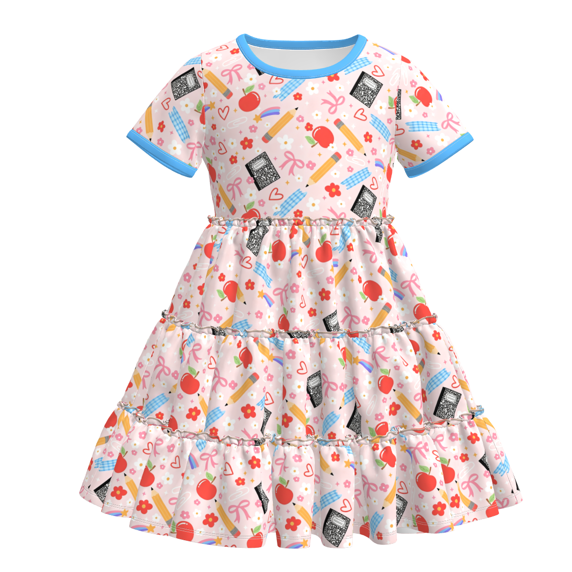 (Pre Order+Prepack Zone)Girls Summer Back To School Print Dress