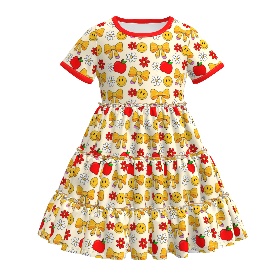 (Pre Order+Prepack Zone)Girls Summer Back To School Print Dress
