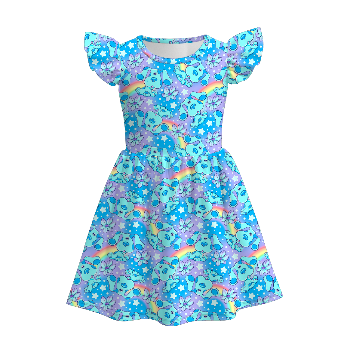 (Pre Order+Prepack Zone)Siblings Summer Rainbow Puppy Print Dress,Top&Romper