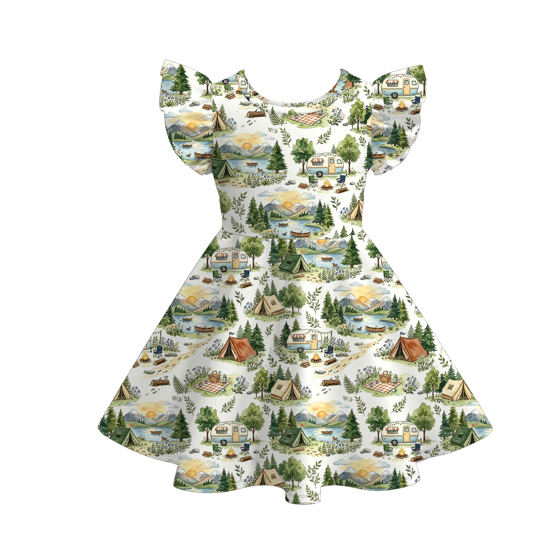 (Pre Order+Prepack Zone)Siblings Summer Camping Print Dress&Hoodie