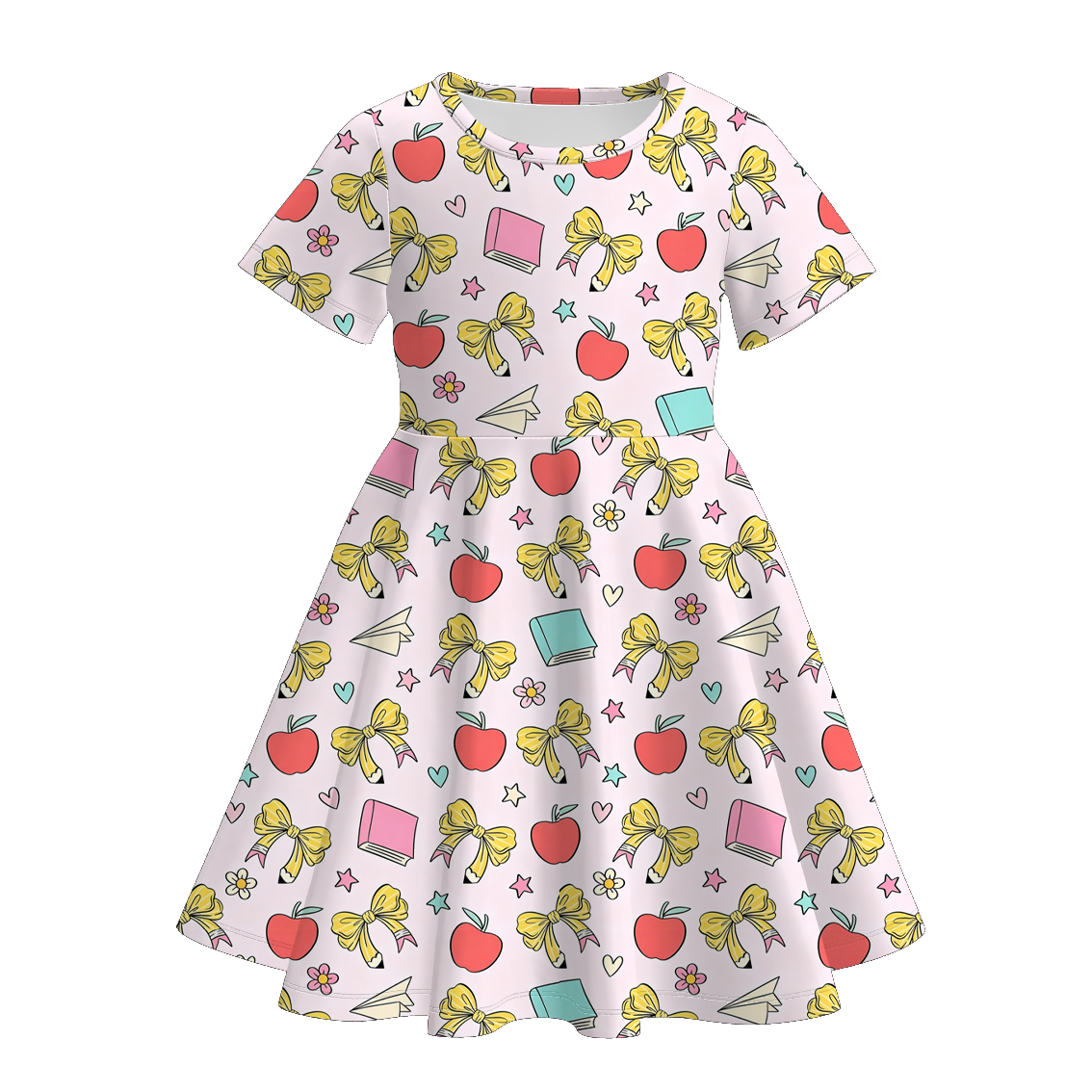 (Pre Order+Prepack Zone)Girls Summer Back To School Print Dress with Pockets