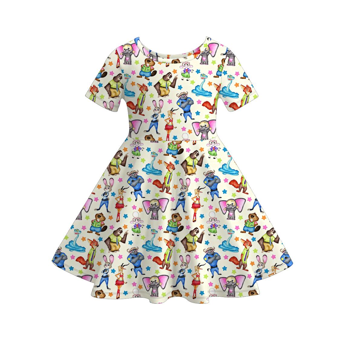 (Pre Order+Prepack Zone)Girls Summer Dumpling Print Dress&Skort Set