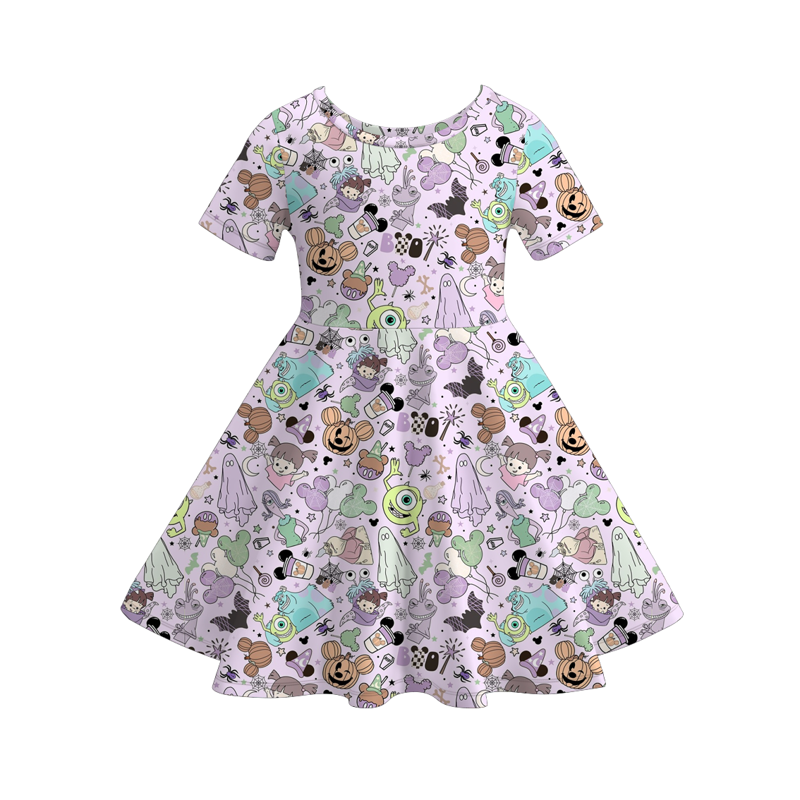 (Pre Order+Prepack Zone)Girls Halloween Cartoon Print Dress(Mix Size)