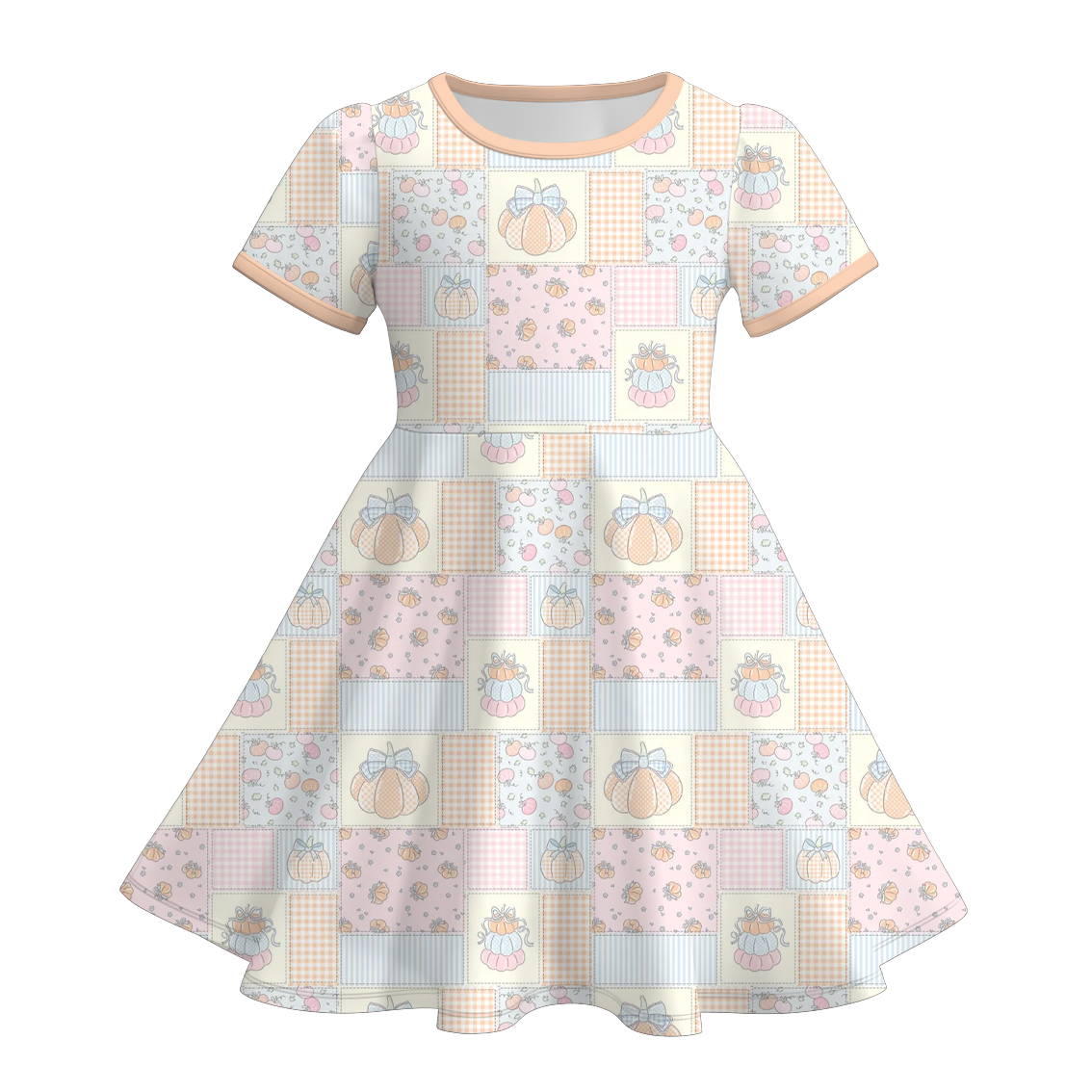 (Pre Order+Prepack Zone)Girls Halloween Pumpkin Print Dress(Mix Size)