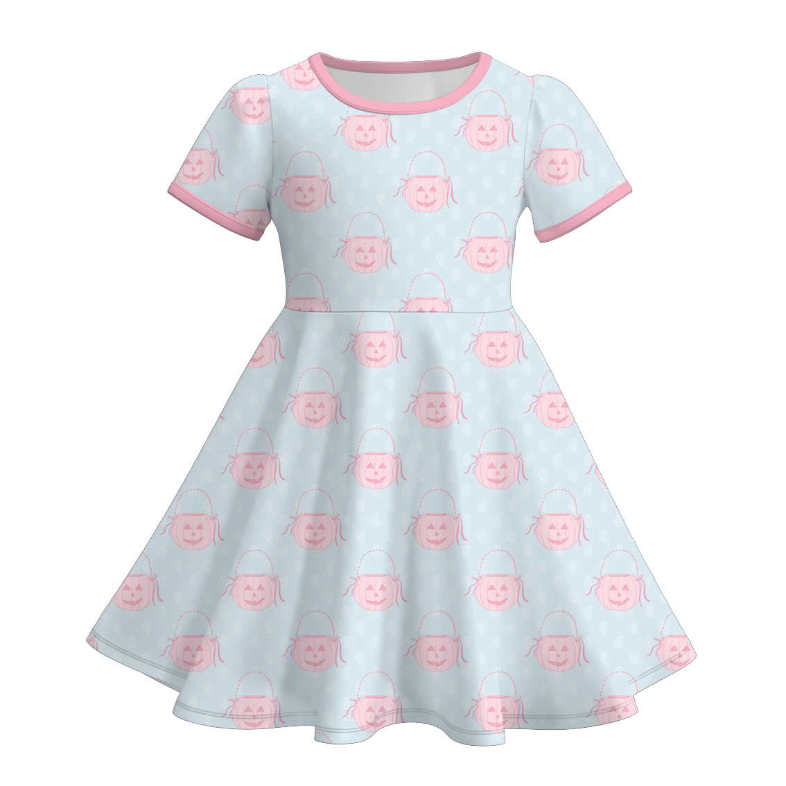 (Pre Order+Prepack Zone)Girls Halloween Pumpkin Print Dress(Mix Size)