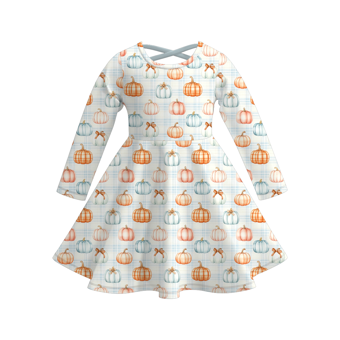 (Pre Order+Prepack Zone)Girls Fall Pumpkin Print Dress