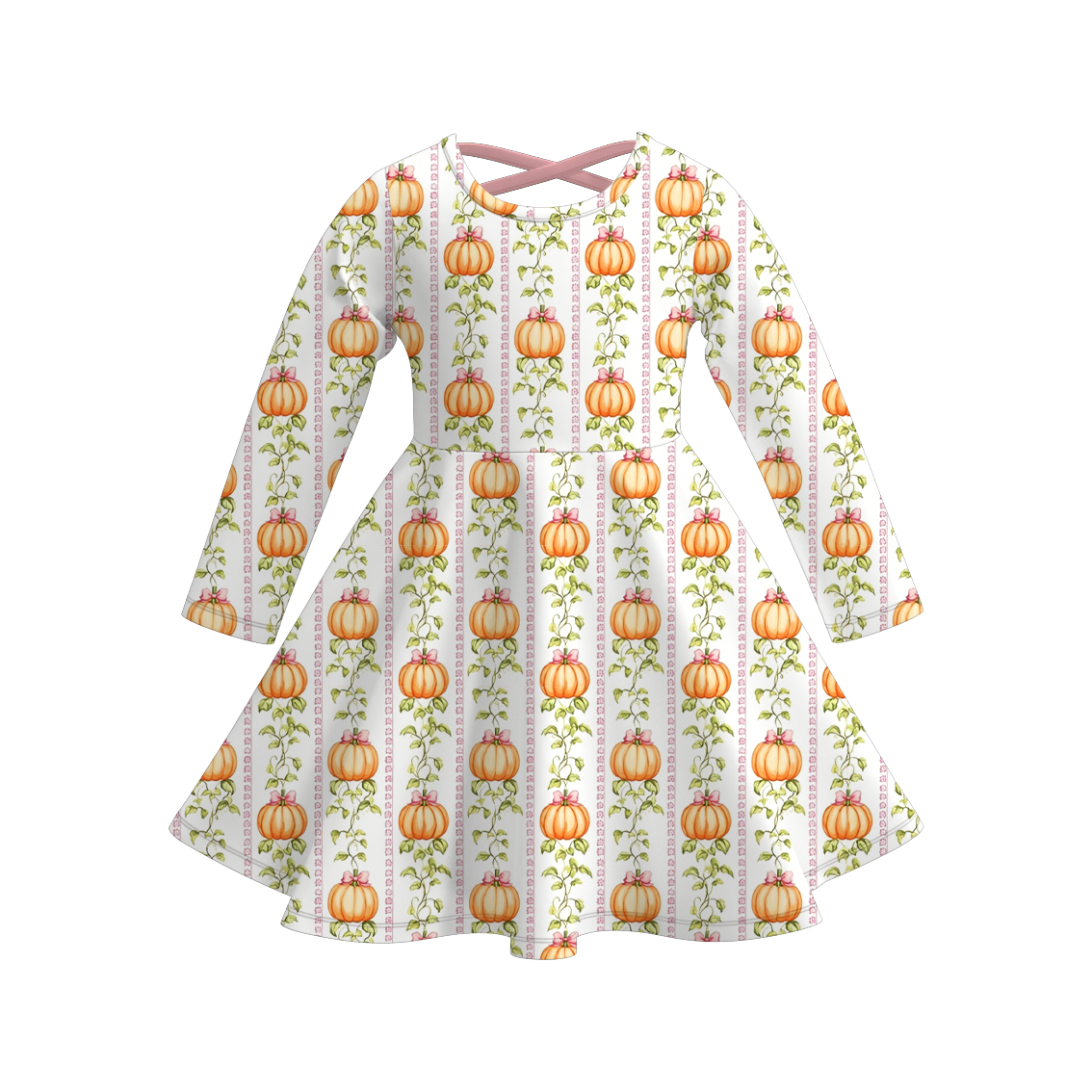 (Pre Order+Prepack Zone)Girls Fall Pumpkin Print Dress