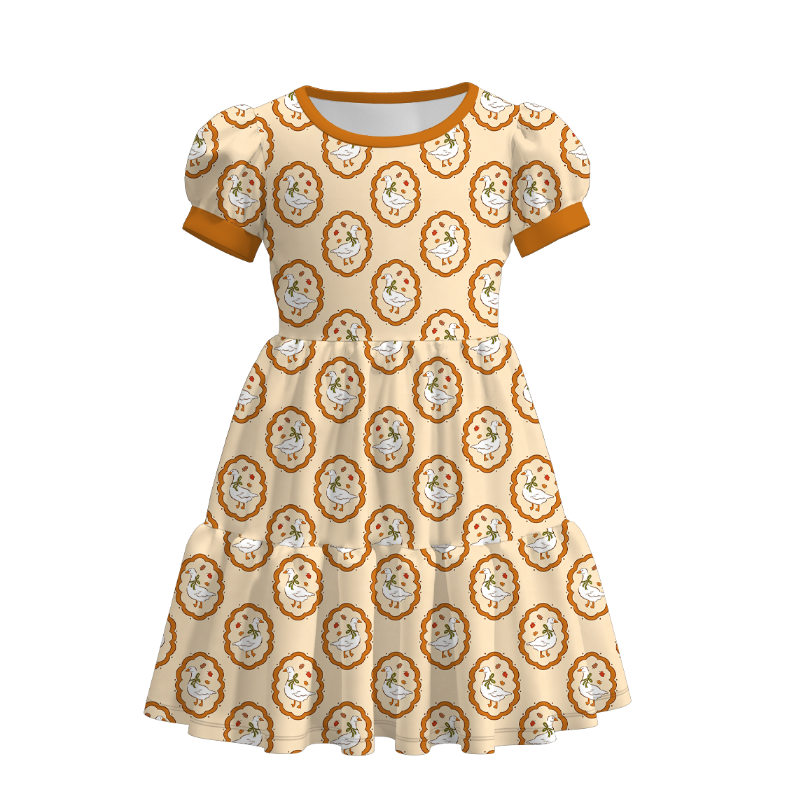(Pre Order+Prepack Zone)Girls Fall Floral&Goose Print Dress&Outfit Set