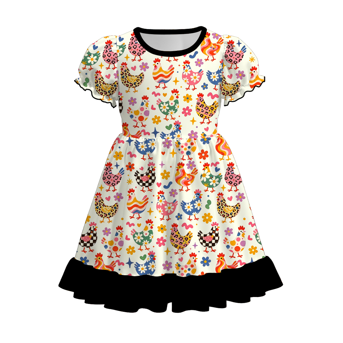 (Pre Order+Prepack Zone)Girls Fall Chick Print Dress&Outfit Set