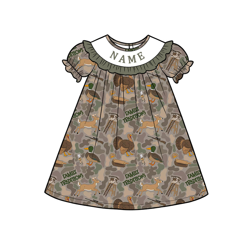 (Pre Order)Siblings Hunting Embroidery Smocked Dress,Set&Romper