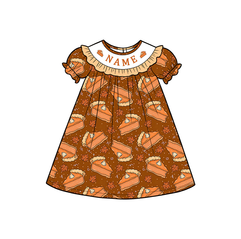 (Pre Order)Siblings Pumpkin Pie Embroidery Smocked Dress,Set&Romper