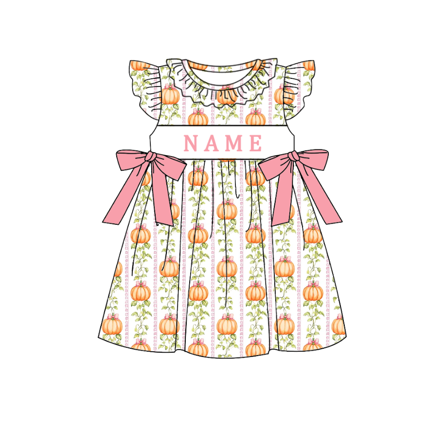 (Pre Order)Sisters Pumpkin Embroidery Smocked Dress,Set&Romper