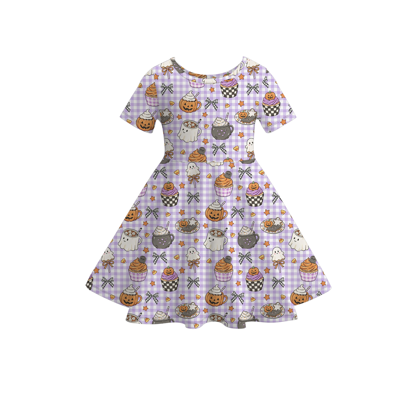 (Pre Order)Girls Halloween Ghost Print Dress,Set