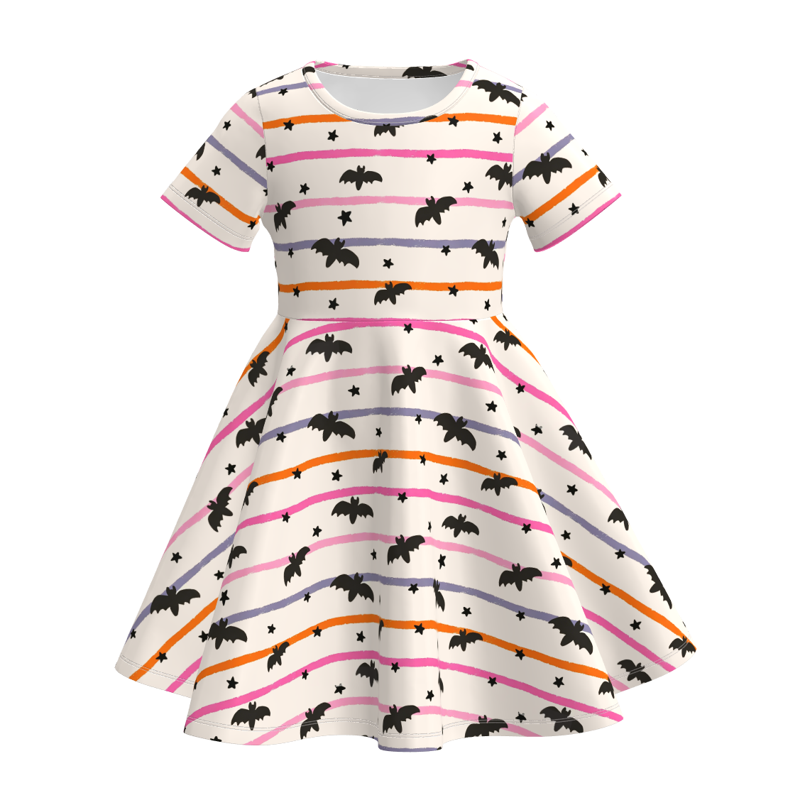 (Pre Order)Girls Halloween Bat Print Dress