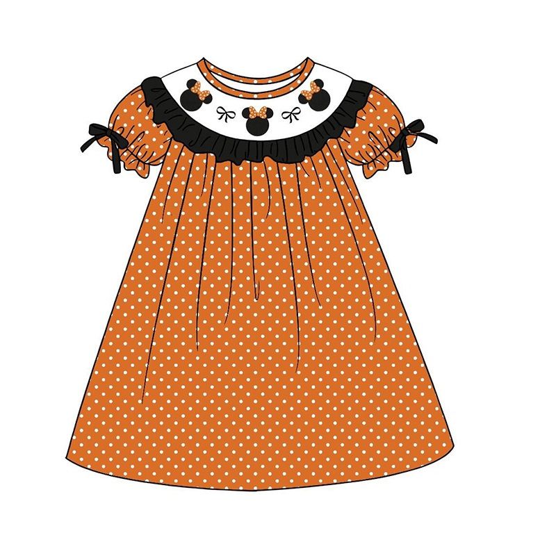 (Weekly Pre-Order)Siblings Halloween Cartoon Embroidery Smocked Dress,Set&Romper(Ends Wednesday)