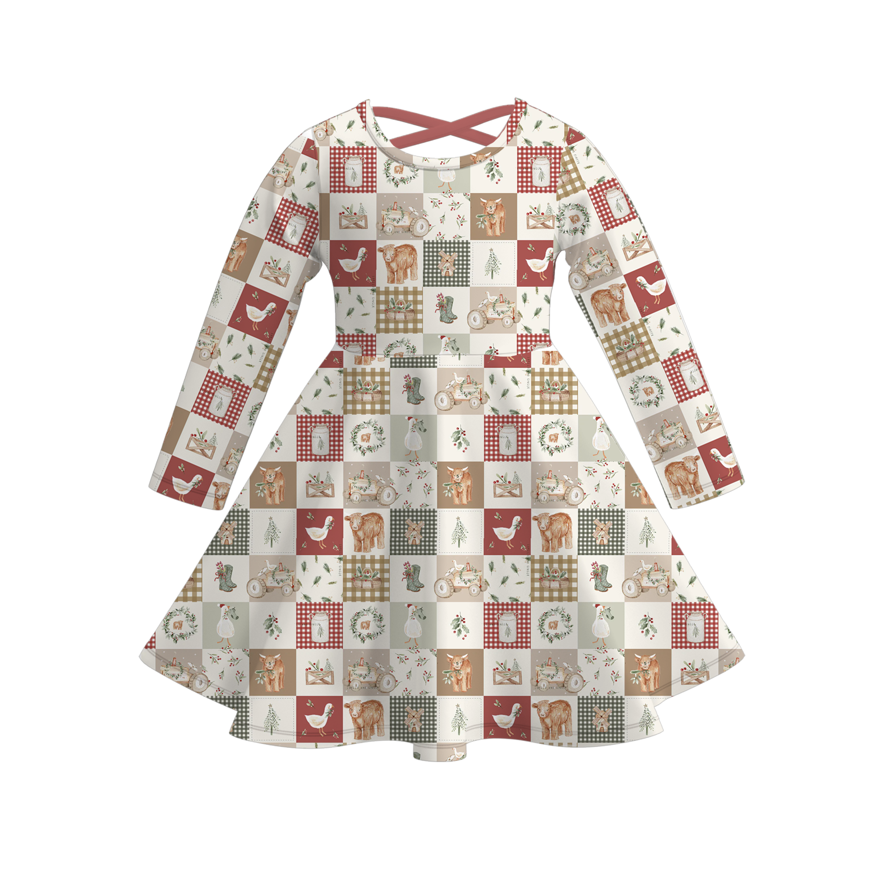 (Pre Order)Girls Christmas Print Dress
