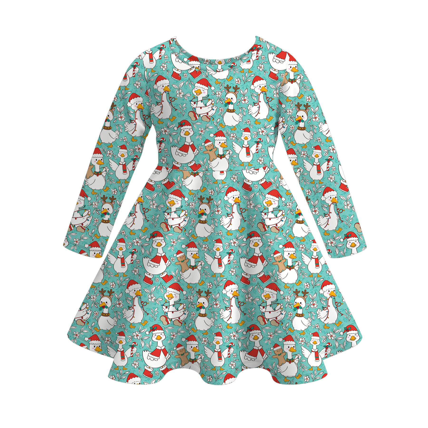 (Pre Order)Girls Christmas Bow Print Dress