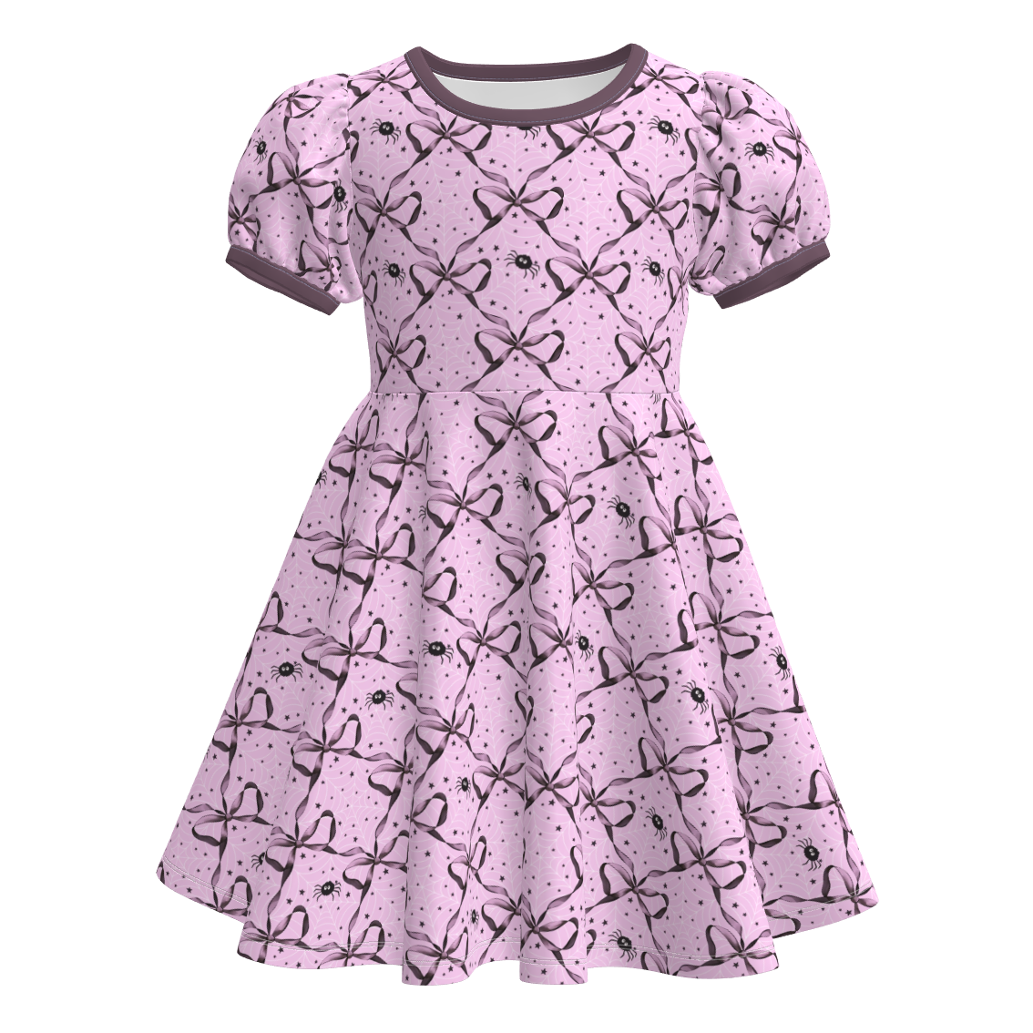 (Pre Order)Girls Halloween Bow Print Dress