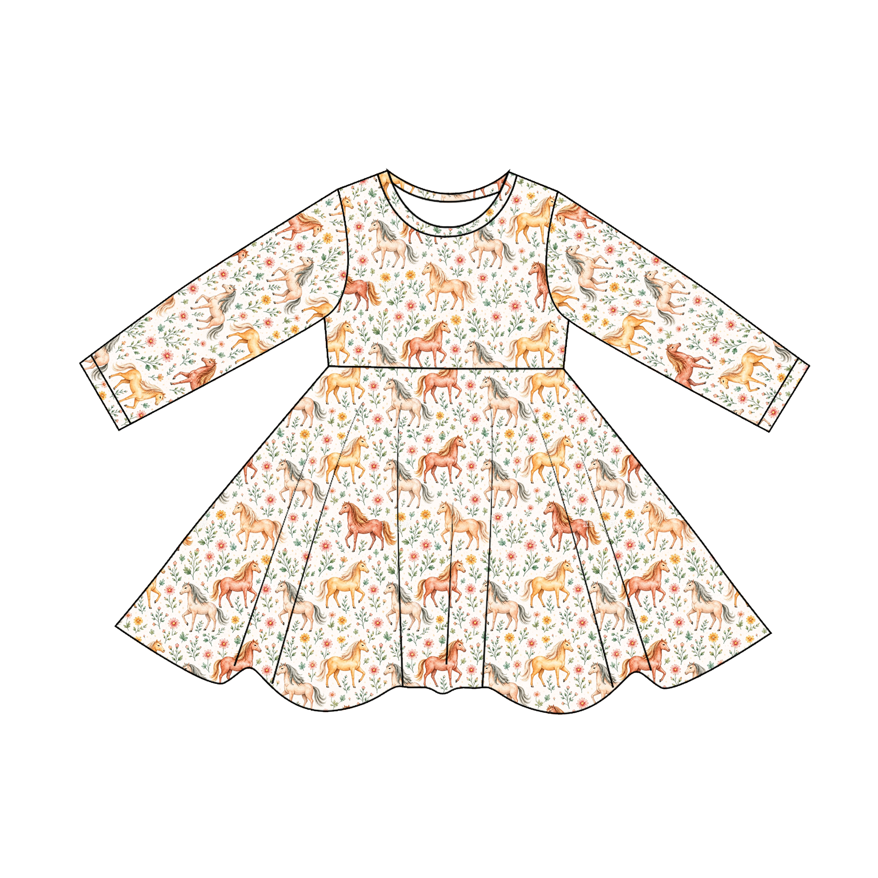 (Pre Order)Girls Fall Farm Print Dress&Pajamas