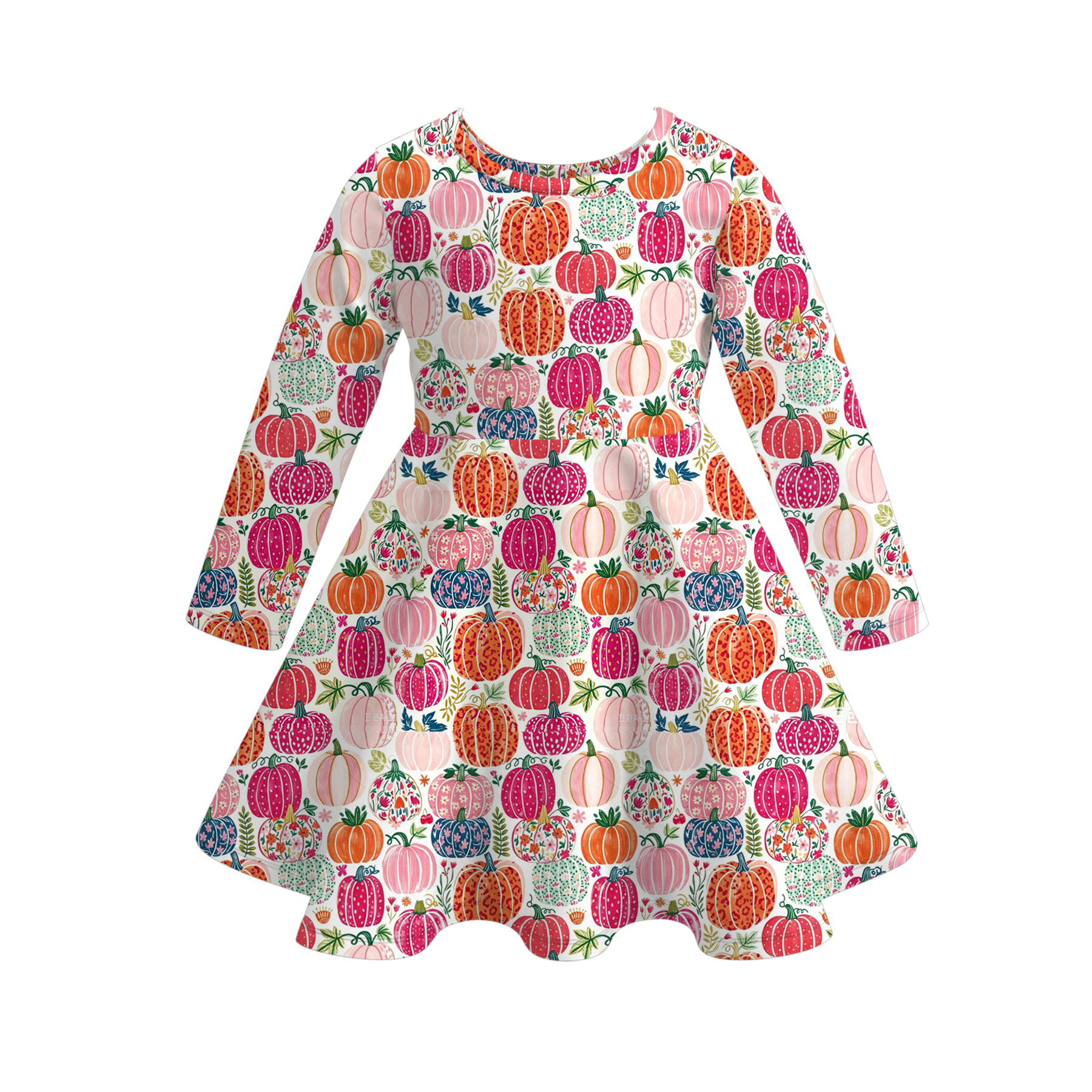 (Pre Order)Girls Fall Pumpkin Print Dress&Outfit Set