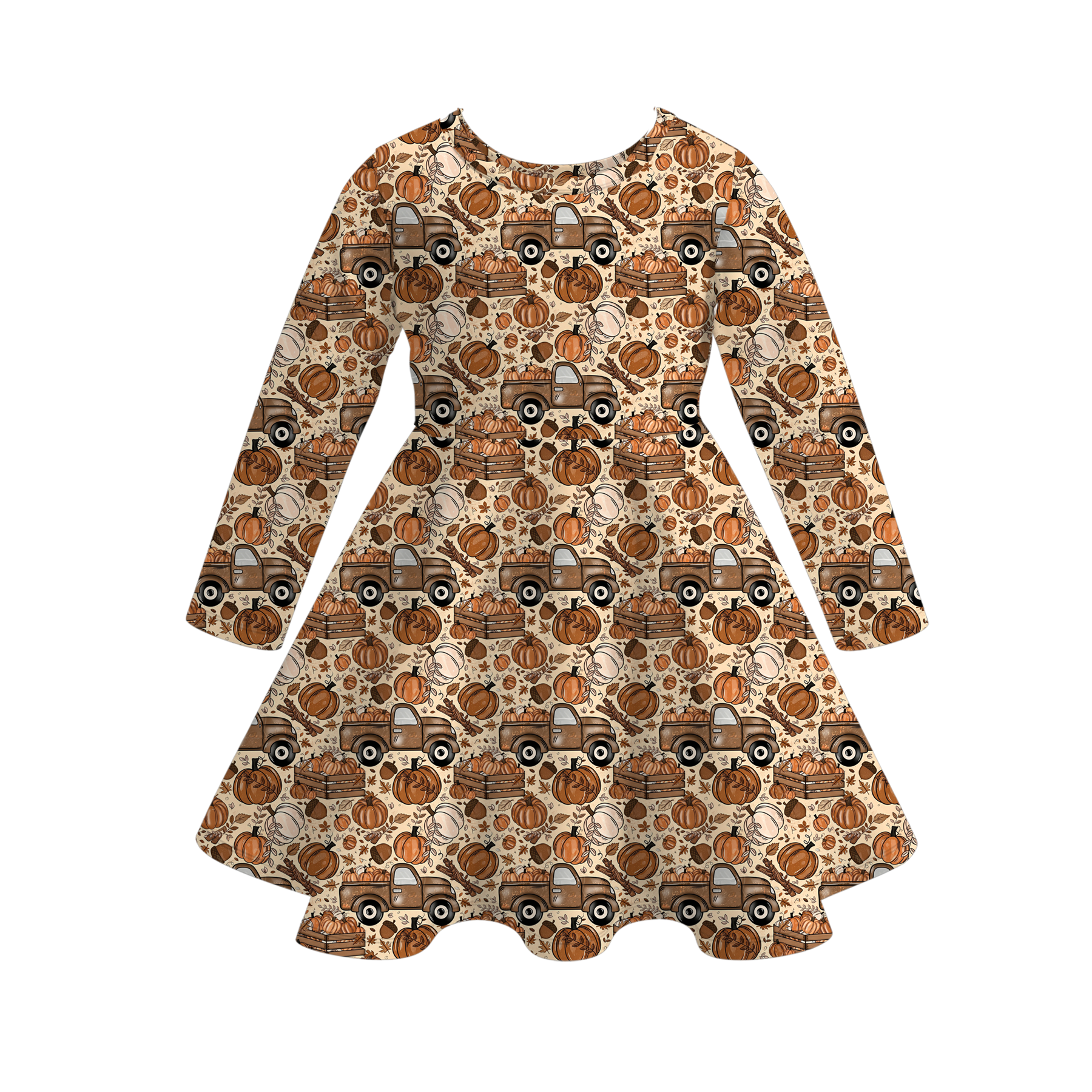 (Pre Order)Girls Fall Pumpkin Print Dress&Outfit Set