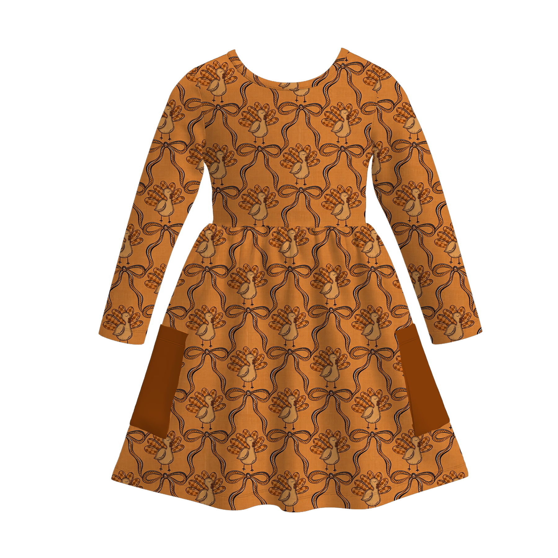 (Pre Order)Girls Thanksgiving Turkey Print Dress&Top