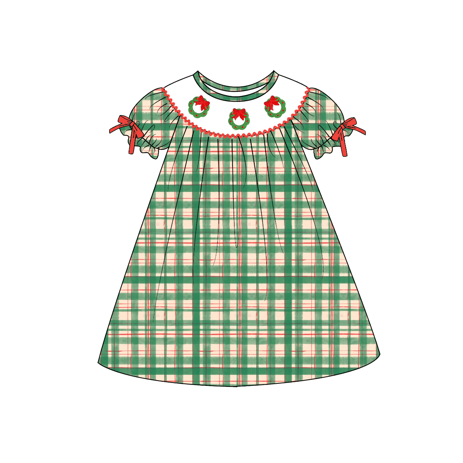 (Weekly Pre-Order)Siblings Christmas Embroidery Smocked Dress,Set&Romper(Ends Wednesday)