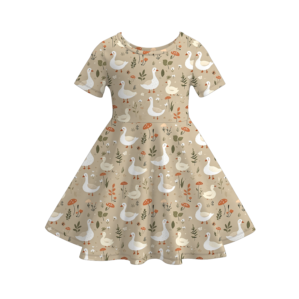 (Pre Order)Girls Fall Goose Print Dress