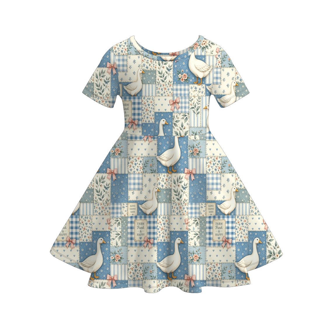 (Pre Order)Girls Fall Goose Print Dress