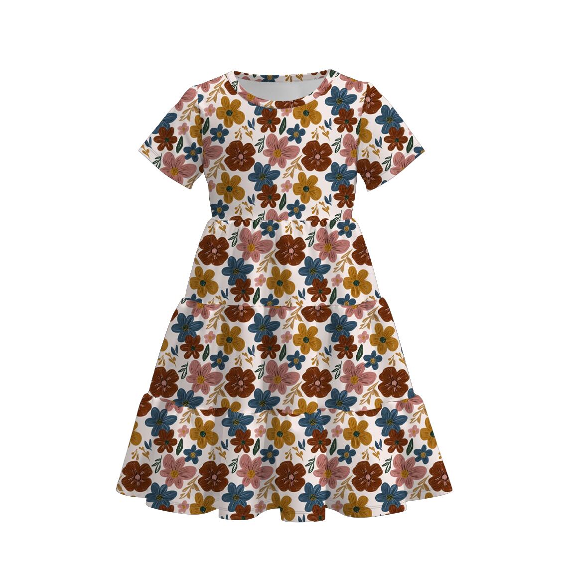 (Pre Order)Girls Fall Floral Print Dress