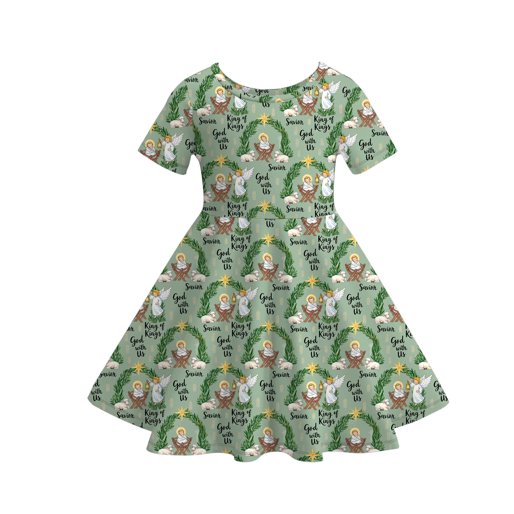 (Pre Order)Girls Christmas Print Dress&Pajamas
