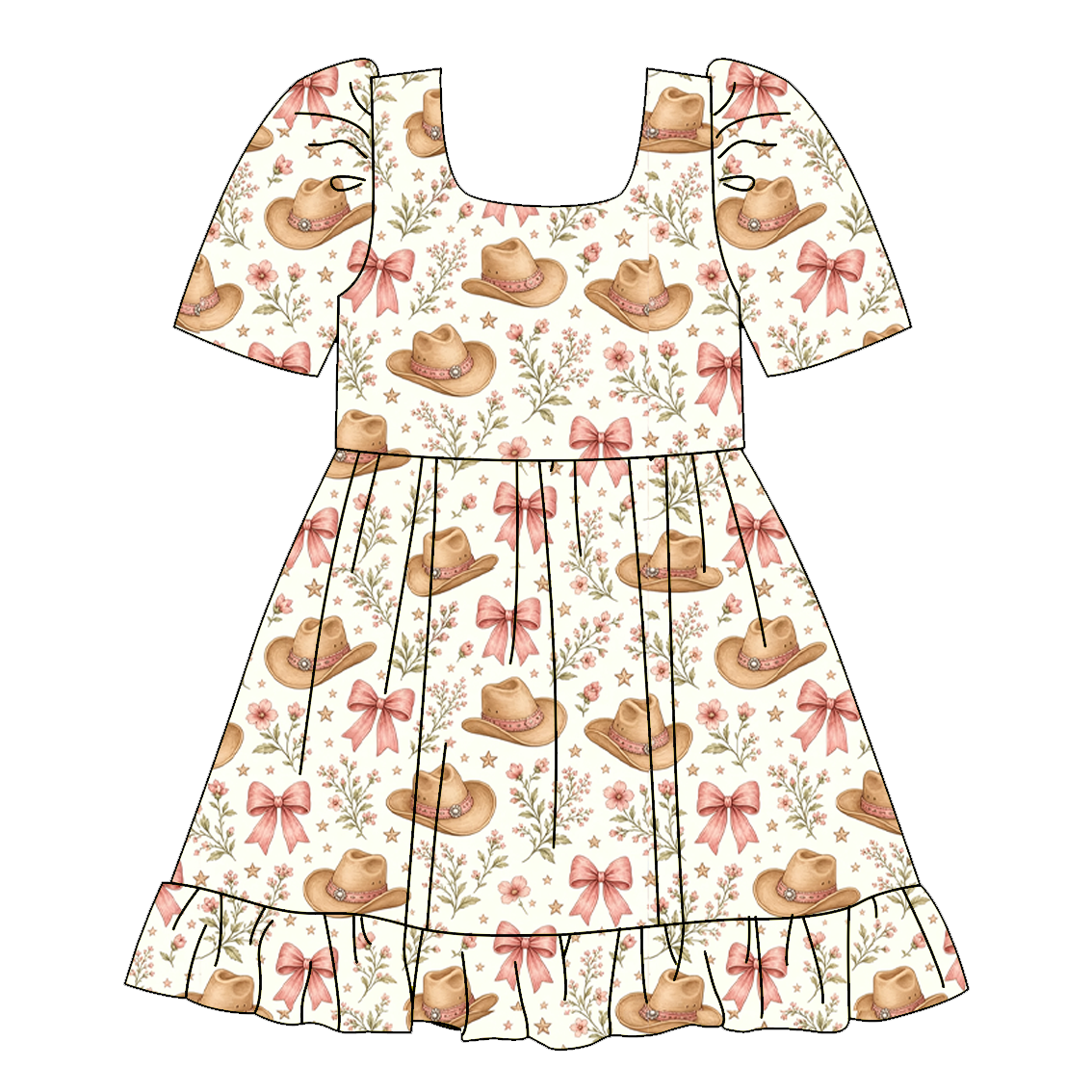 (Pre Order)Sisters Fall Cowgirl Print Dress&Romper