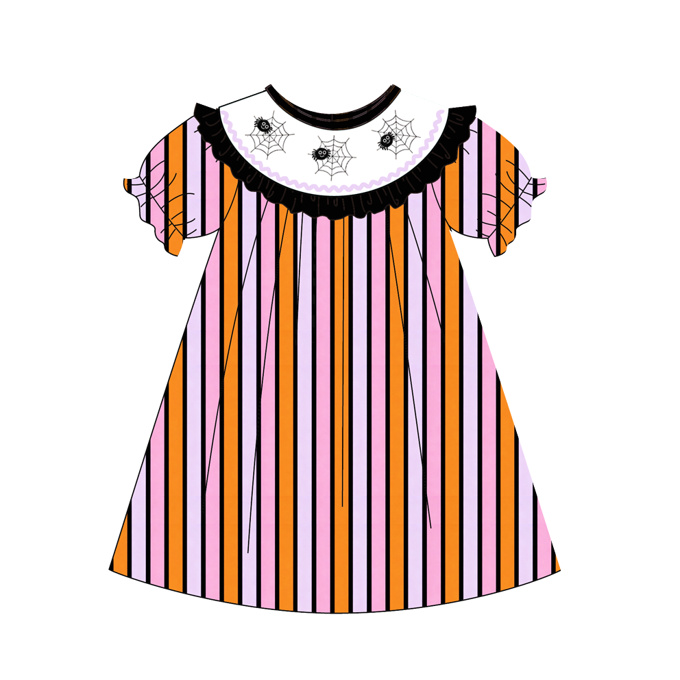 (Pre Order)Girls Halloween Embroidery Smocked Dress,Set&Romper