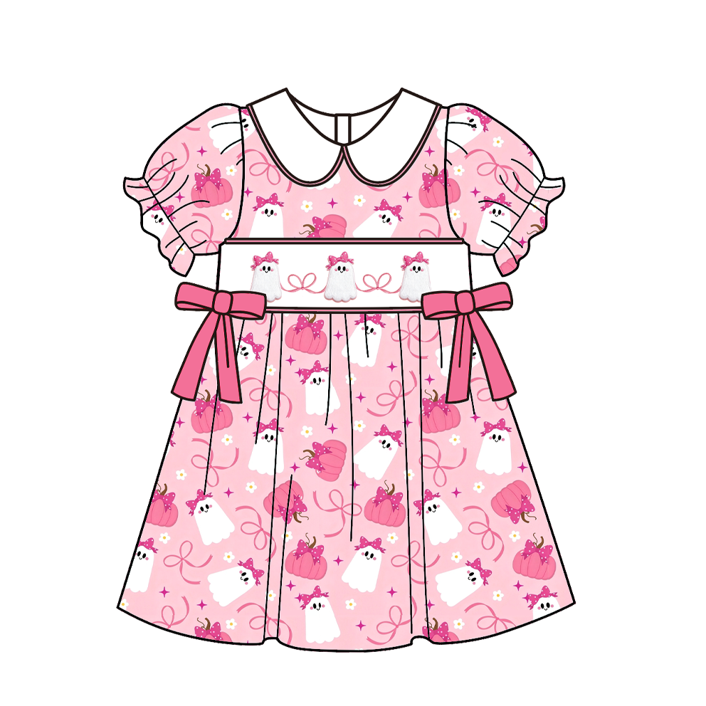 (Pre Order)Girls Halloween Embroidery Smocked Dress,Set&Romper
