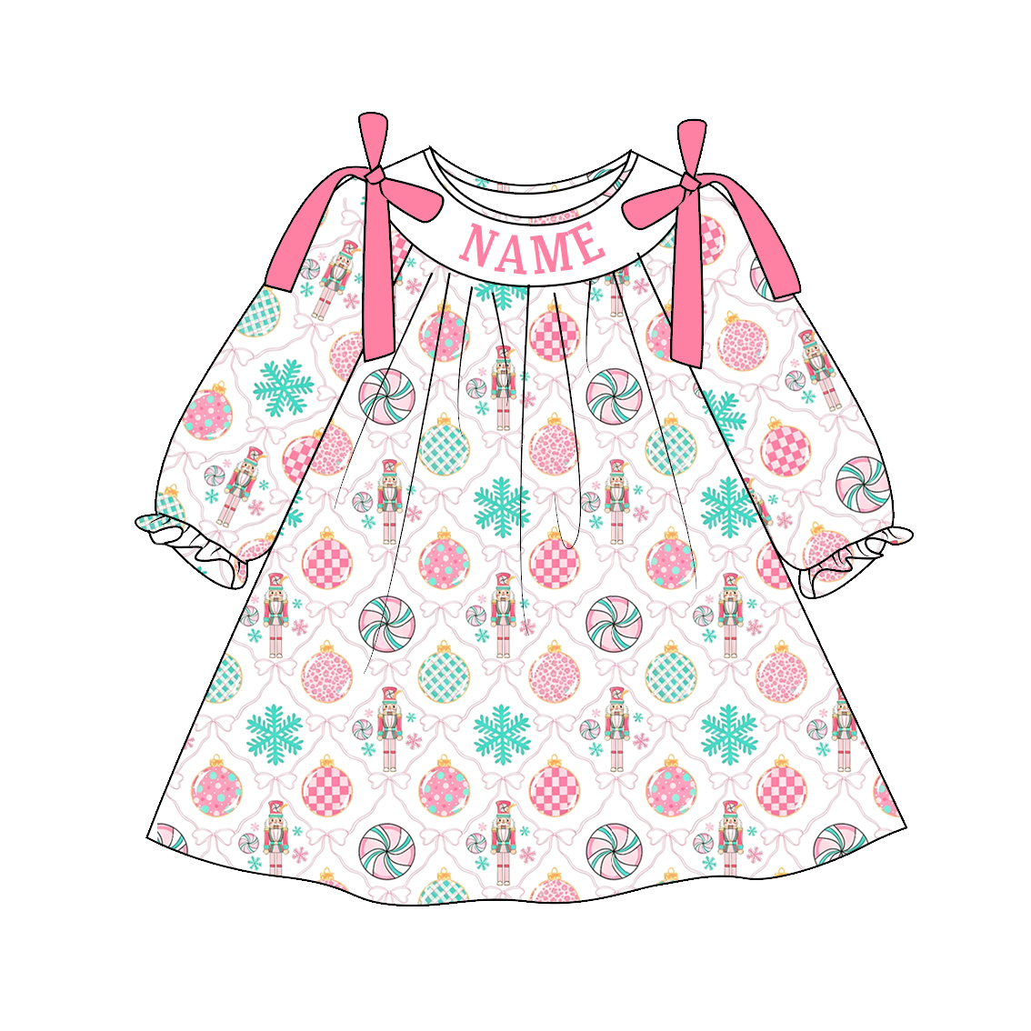 (Pre Order)Sisters Christmas Embroidery Smocked Dress,Set&Romper