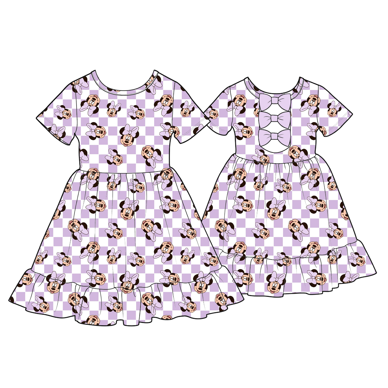 (Weekly Pre-Order)Girls Cartoon Ruffle Bow Dress(Ends 9.13)
