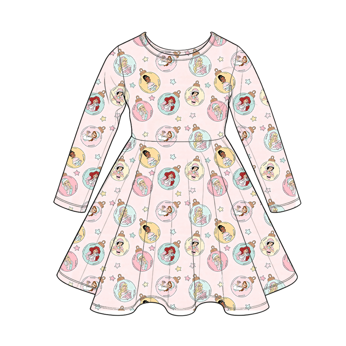 (Weekly Pre-Order)Girls Christmas Cartoon&Princess Print Dress(Ends 9.27)