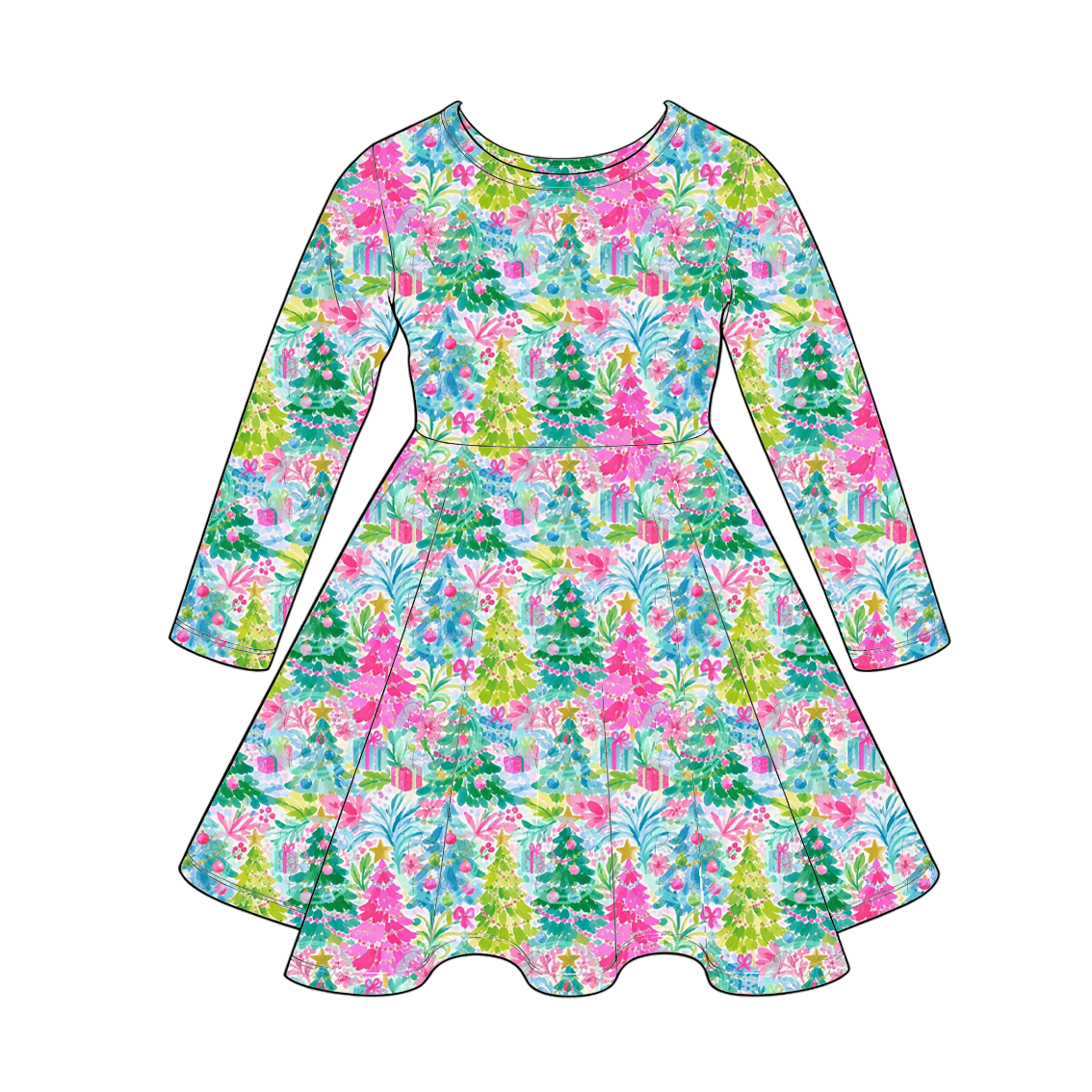 (Pre Order)Sisters Christmas Print Dress&Romper