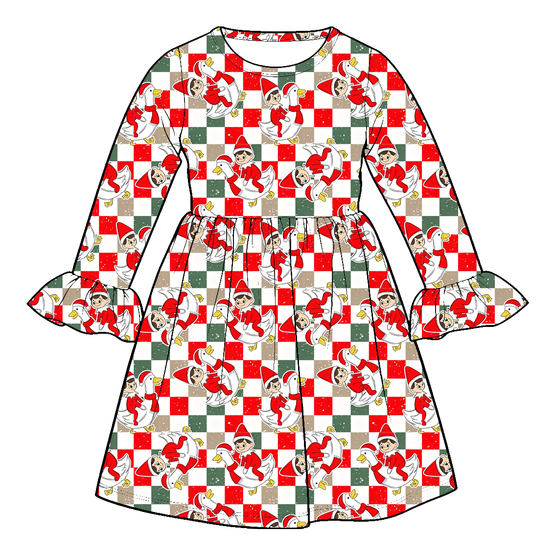 (Pre Order)Sisters Christmas Print Dress&Romper