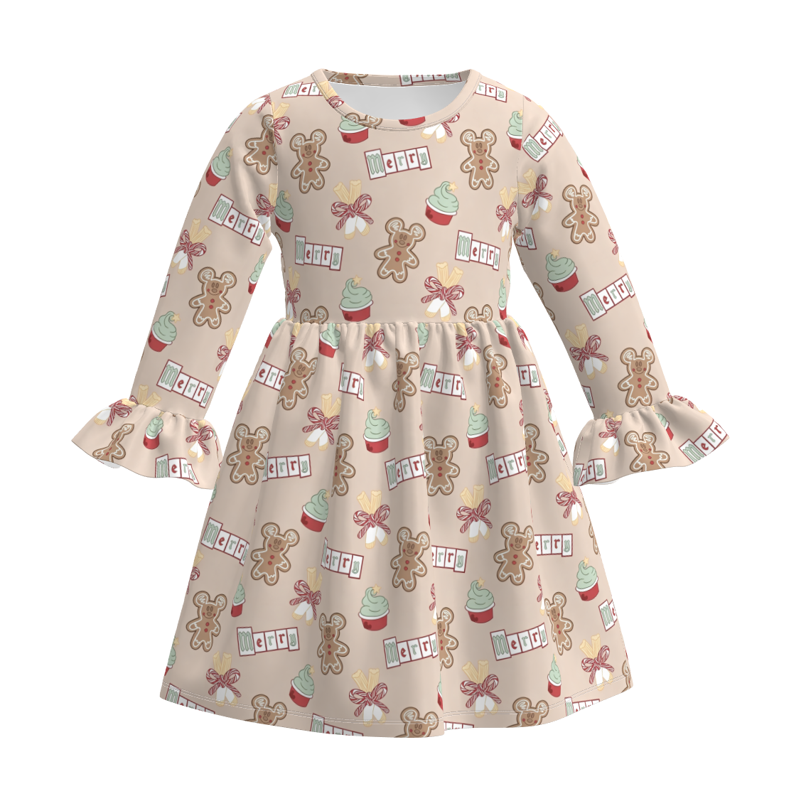(Pre Order)Girls Christmas Print Dress