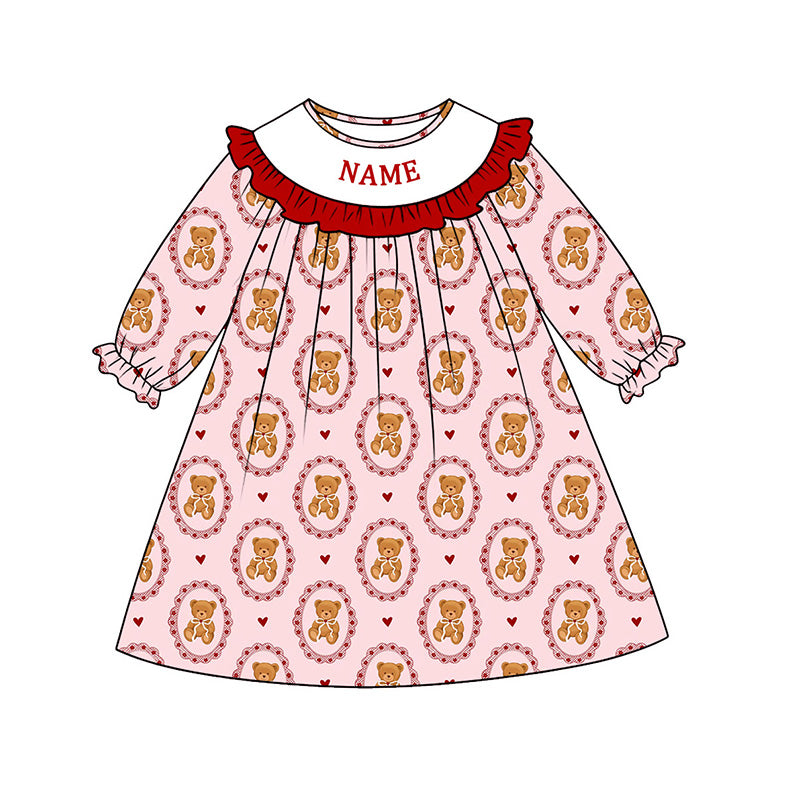 (Pre Order)Sisters Valentine's Day Embroidery Smocked Dress,Set&Romper