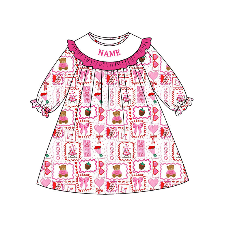 (Pre Order)Sisters Valentine's Day Embroidery Smocked Dress,Set&Romper