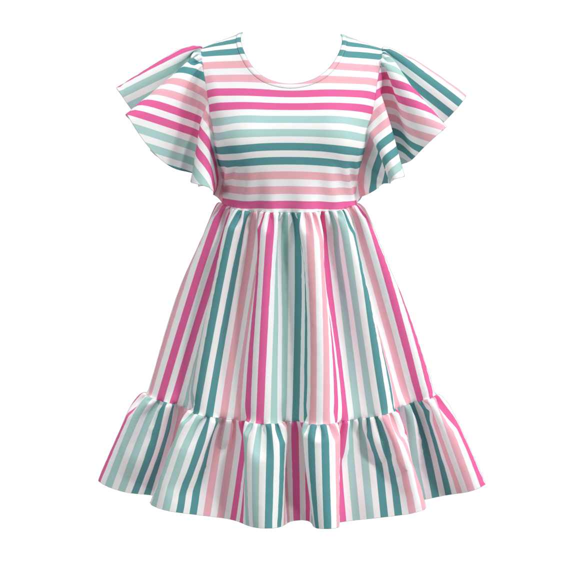 (Pre Order)Summer Flower Stripes Mommy and Me Dress
