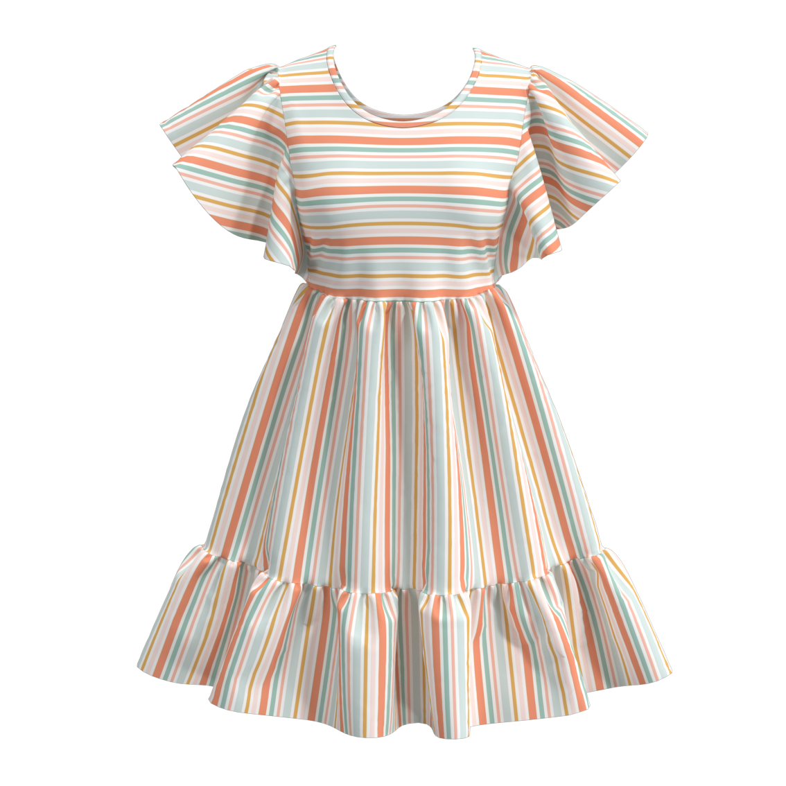(Pre Order)Summer Floral Stripes Mommy and Me Dress