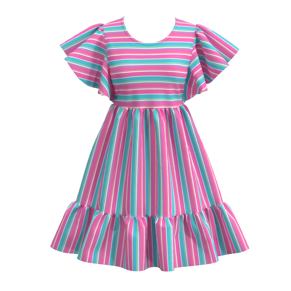 (Pre Order)Summer Floral Stripes Mommy and Me Dress