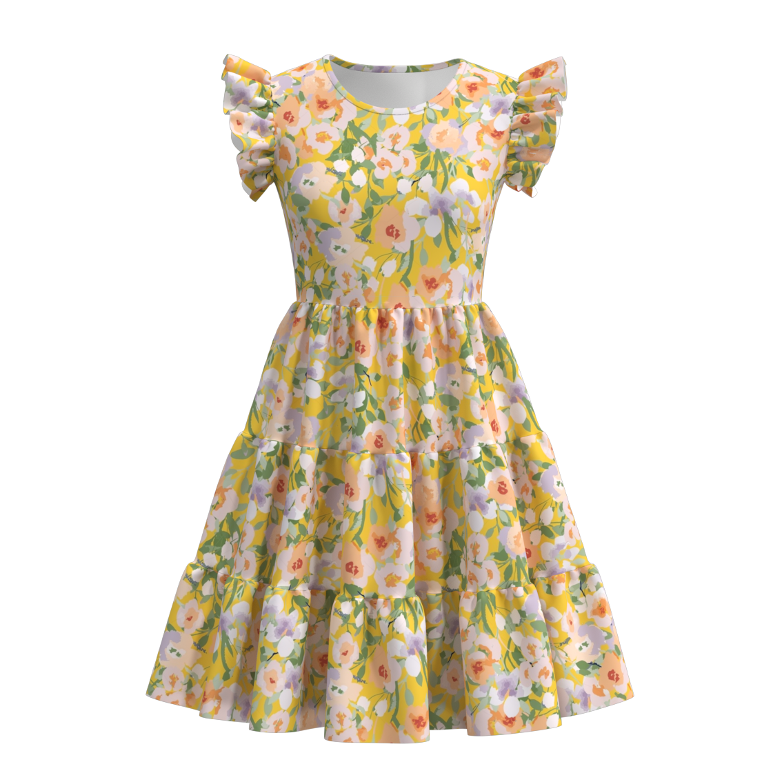 (Pre Order)Summer Flower Print Mommy and Me Ruffled Dress
