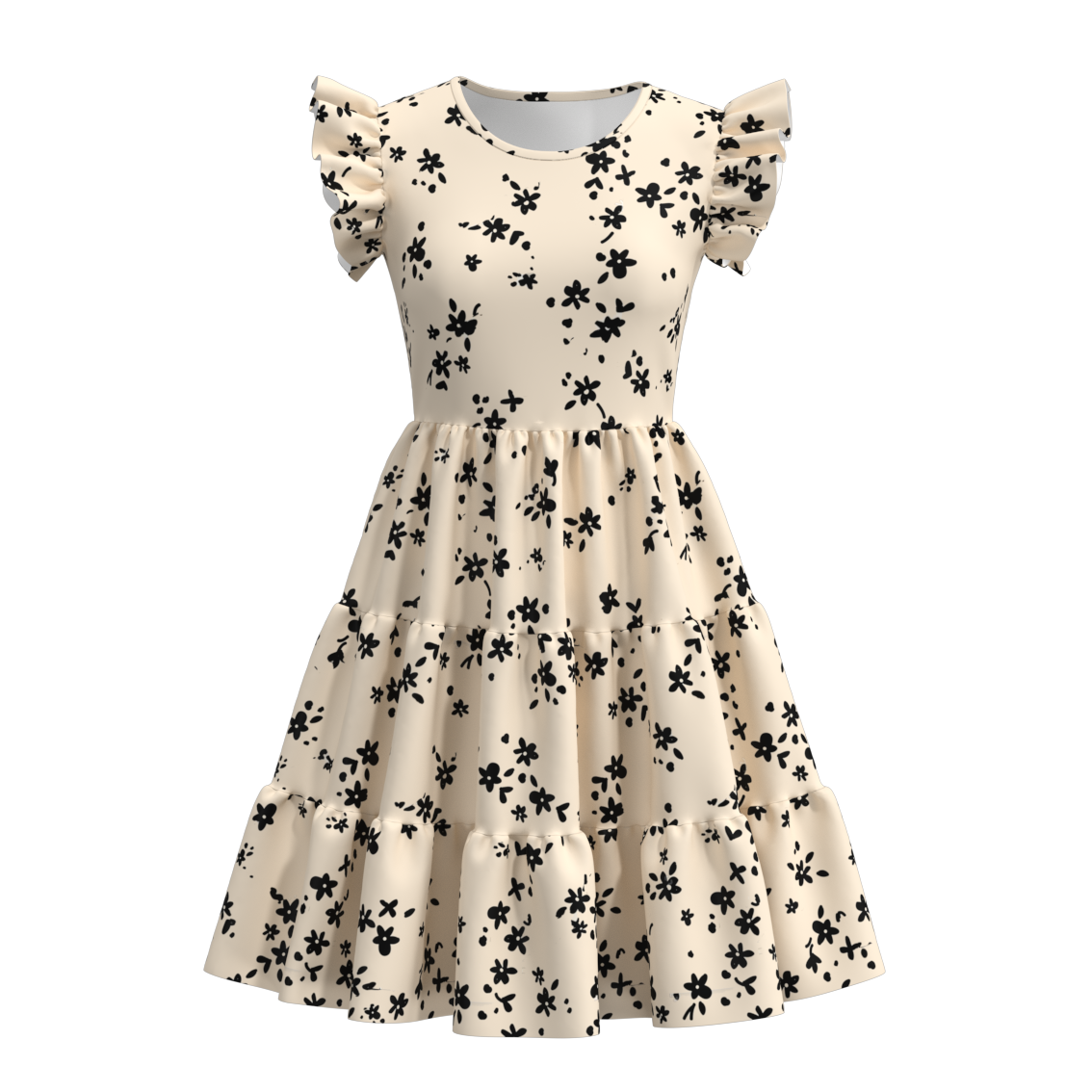 (Pre Order)Summer Flower Print Mommy and Me Ruffled Dress